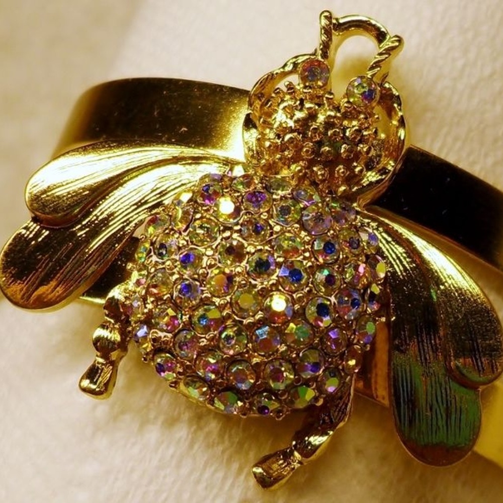 SOLD! Amazon Collection Gold/Crystal Bee Cuff Bracelet